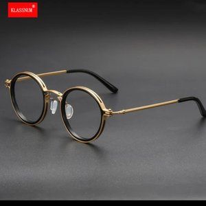 Reading Glasses Men Luxury Round Frame Magnifying Glasses Clear Lens Anti Blue L